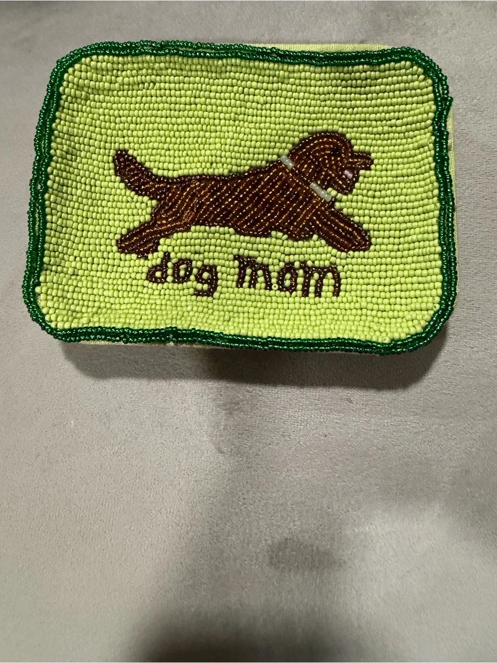Anthropologie beaded DOG MOM tray